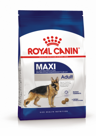Корм Royal Canin для взрослых собак крупных пород: 26-44 кг, от 15 месяцев до 5 лет, Maxi Adult 15кг