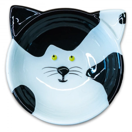 Mr.Kranch миска керамическая для кошек 120 мл Мордочка кошки чено-белая