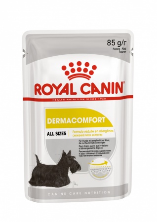 Пауч Royal Canin паштет для собак с чувствительной кожей, склонной к раздражению и зуду, Dermacomfort Pouch Loaf 85г